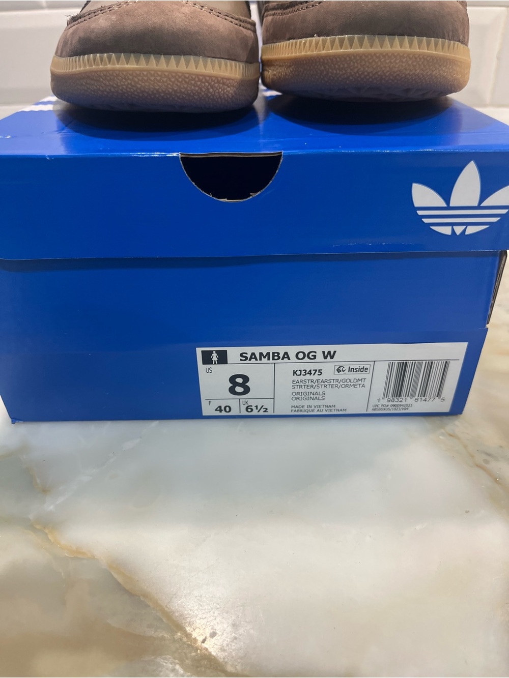 adidas Samba Leather Sneakers in Brown with Gold Accents - Picture 7 of 9